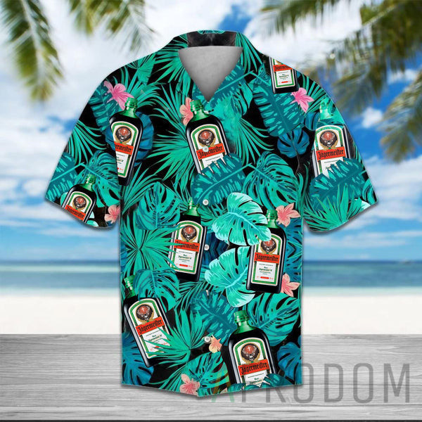 Green Tropical Palm Jagermeister Hawaiian Shirt Ha94931