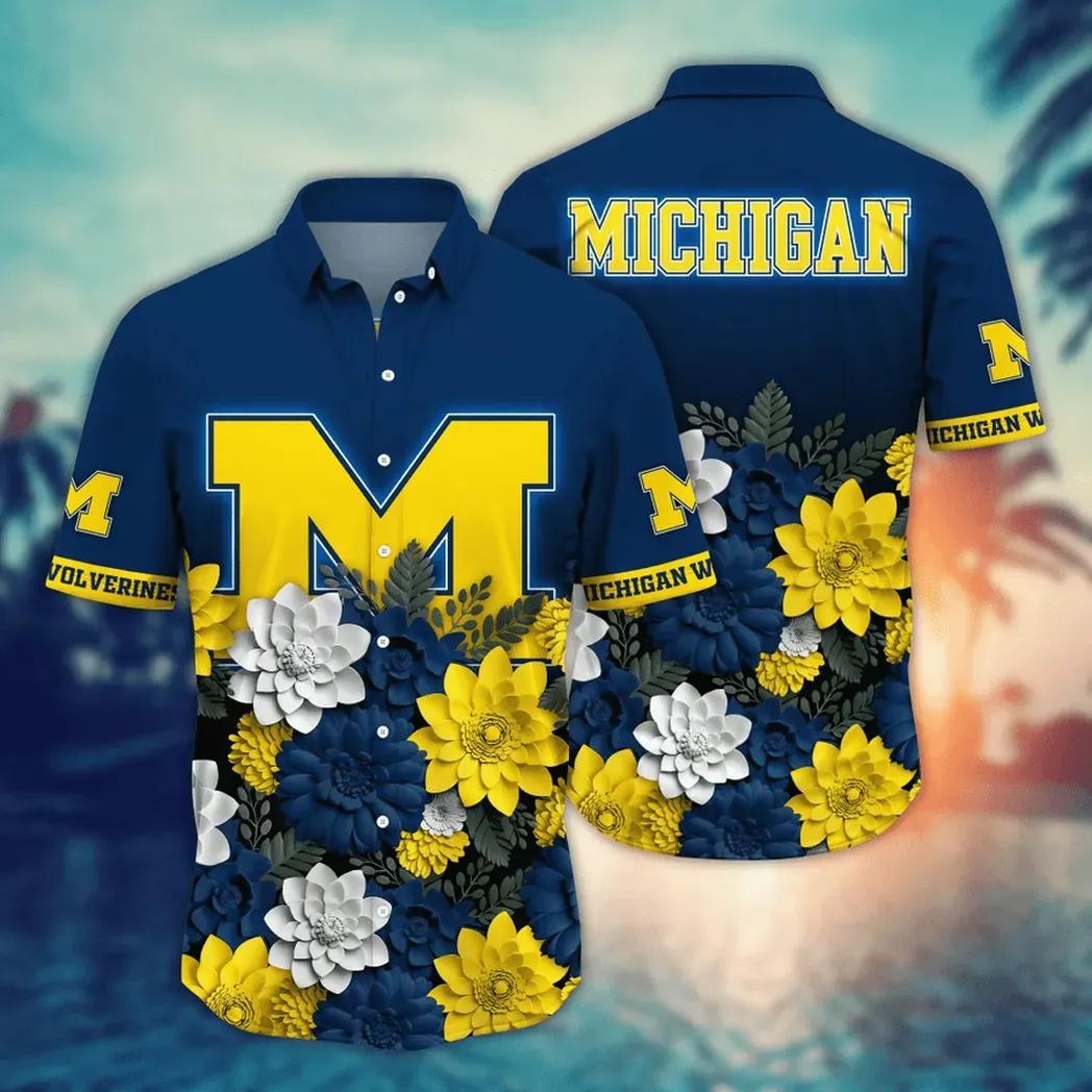 Michigan Wolverines Style Hot Trending Summer Ncaa Flower Aloha Hawaiian Shirt 13, Ncaa Hawaiian Shirt