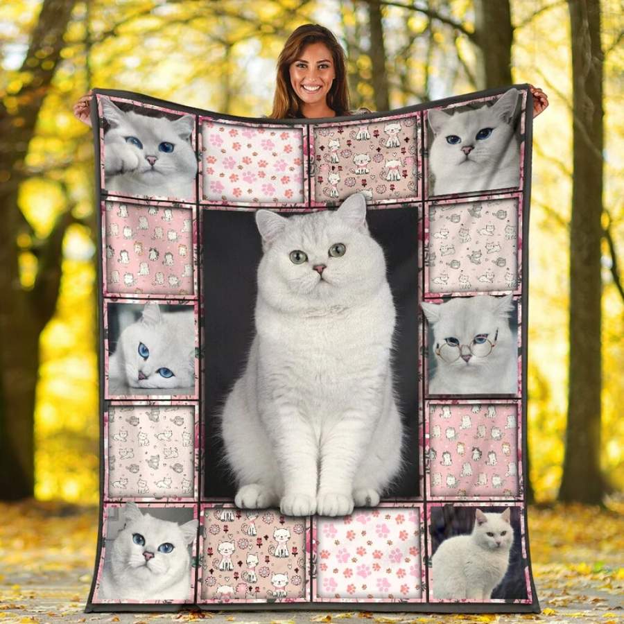 Cat Lover Gifts 3D Cute White Cat Ultra Soft Cozy Plush Fleece Blanket