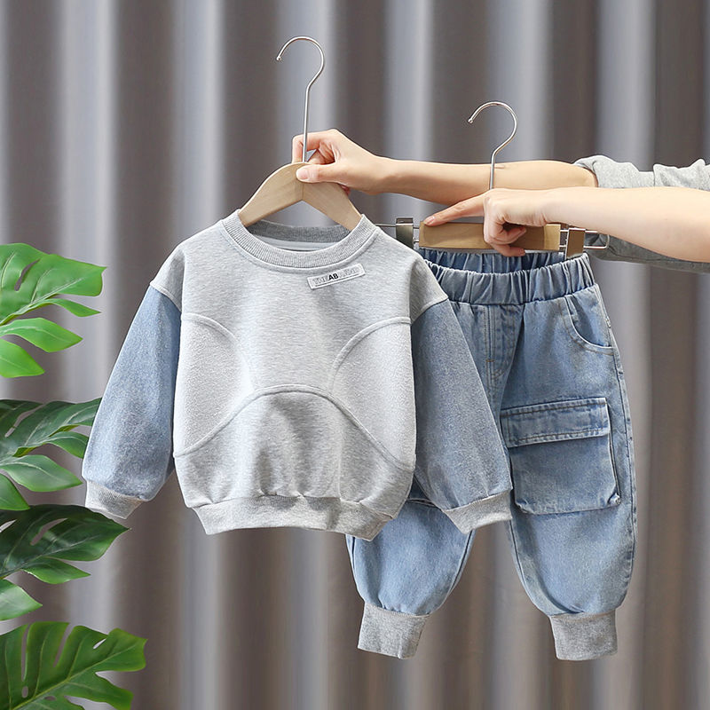 2-8 Yrs Baby Boys Fashion Clothing Sets Spring Autumn 2022 Children’s Denim Korean Style Suit for Kids Two-piece Top+pant Set alx