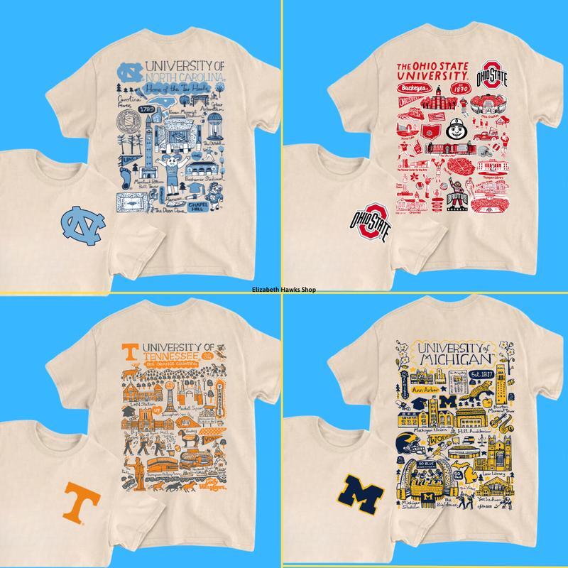 ALL TEAM NCAA CREWNECK T-SHIRT, Customize your College, University Artwork Tee for Men & Women Graphic Tee Crew Neck T Shirt Fan Gift Cotton Menswear Tropical Tshirt