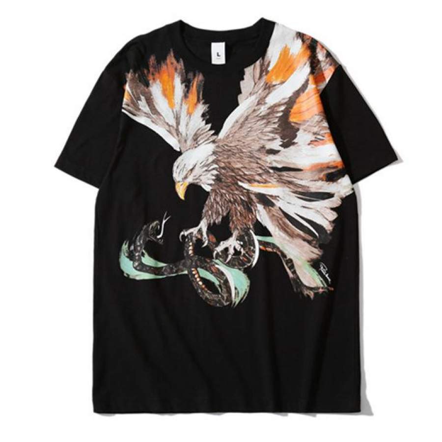 3D Print Eagle Snake Pattern Men T-shirts Summer Short Sleeve Hip Hop Cotton Casual T Shirt Tee Shirts