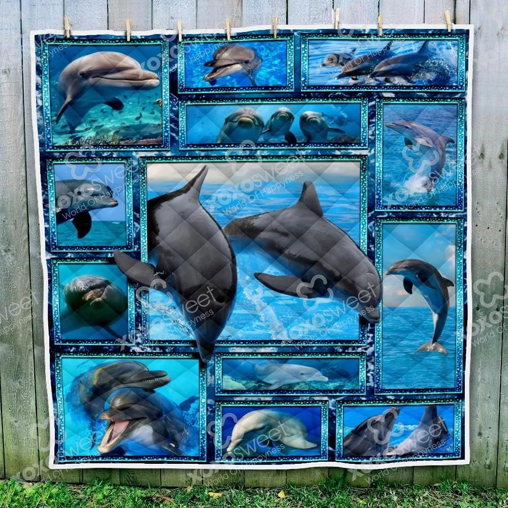 Dolphin 3D Dolphin Quilt Blanket Quilt Blanket Dhc03011414Dd