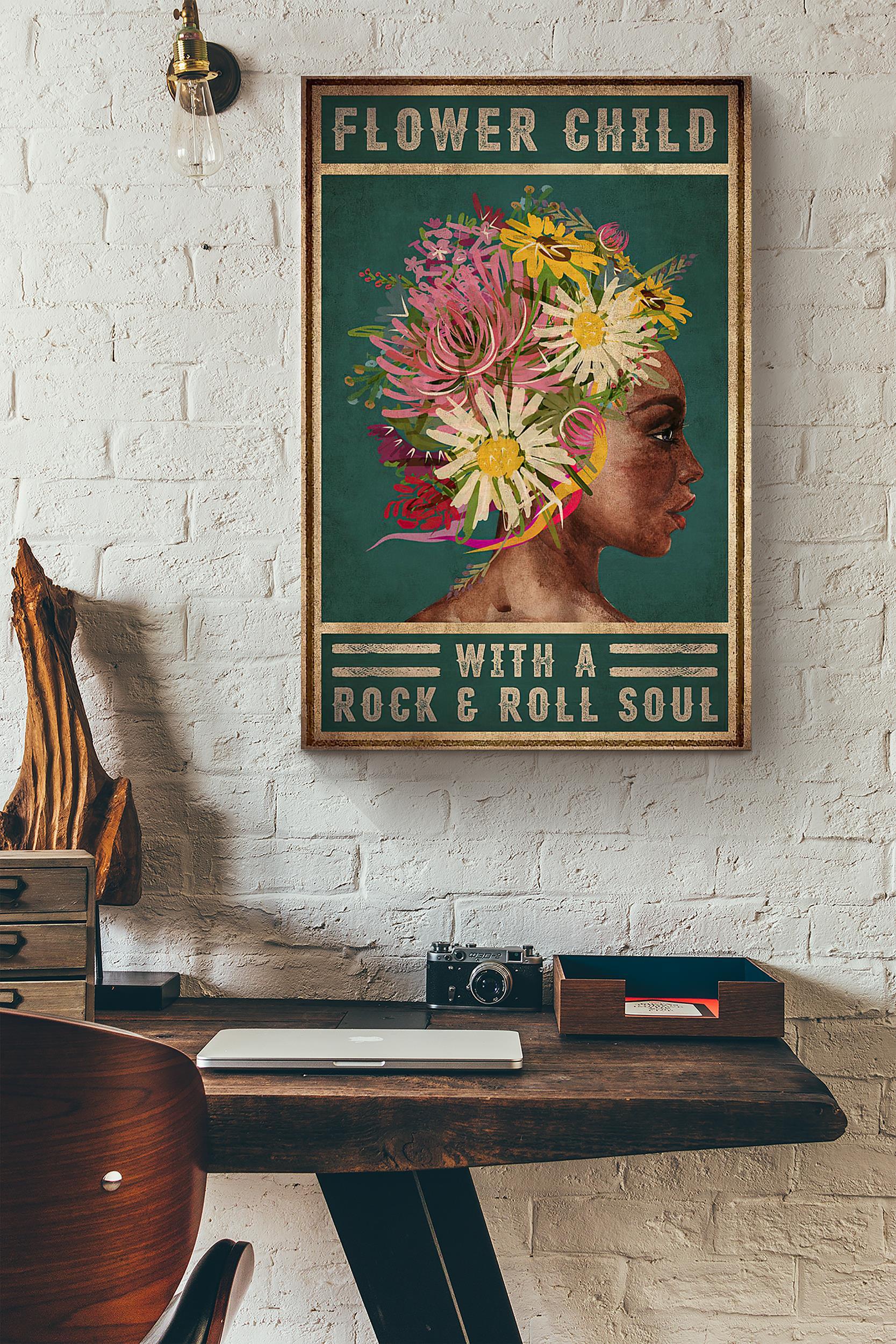Hippie Flower Child With A Rock And Roll Soul Vintage Poster Wrapped Canvas