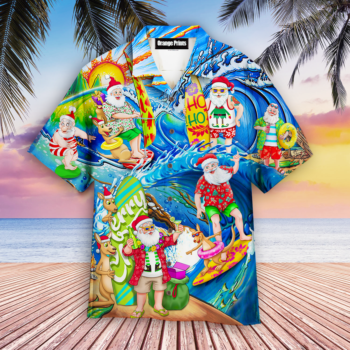 Surfing Funny Santa Christmas Aloha Hawaii Shirts For Men Women Ha41089