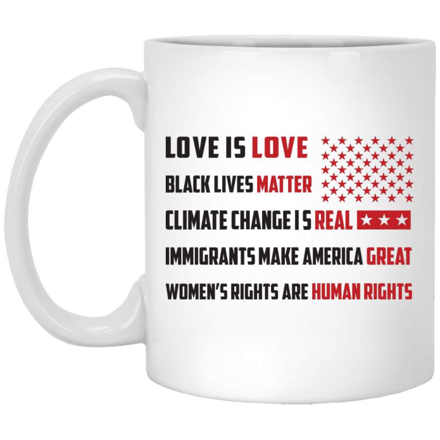 African American Coffee Mug Love Is Love Black Lives Matter American Flag 11oz – 15oz White Mug