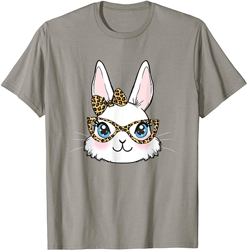 Cute Bunny Rabbit Face Wearing Leopard Glasses Easter Gifts T-Shirt