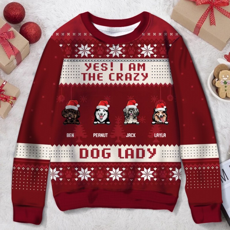 Personalized Custom Dog Mom Ugly Christmas Sweater, Christmas Gift For Dog Lovers, Best Dog Mom Ever