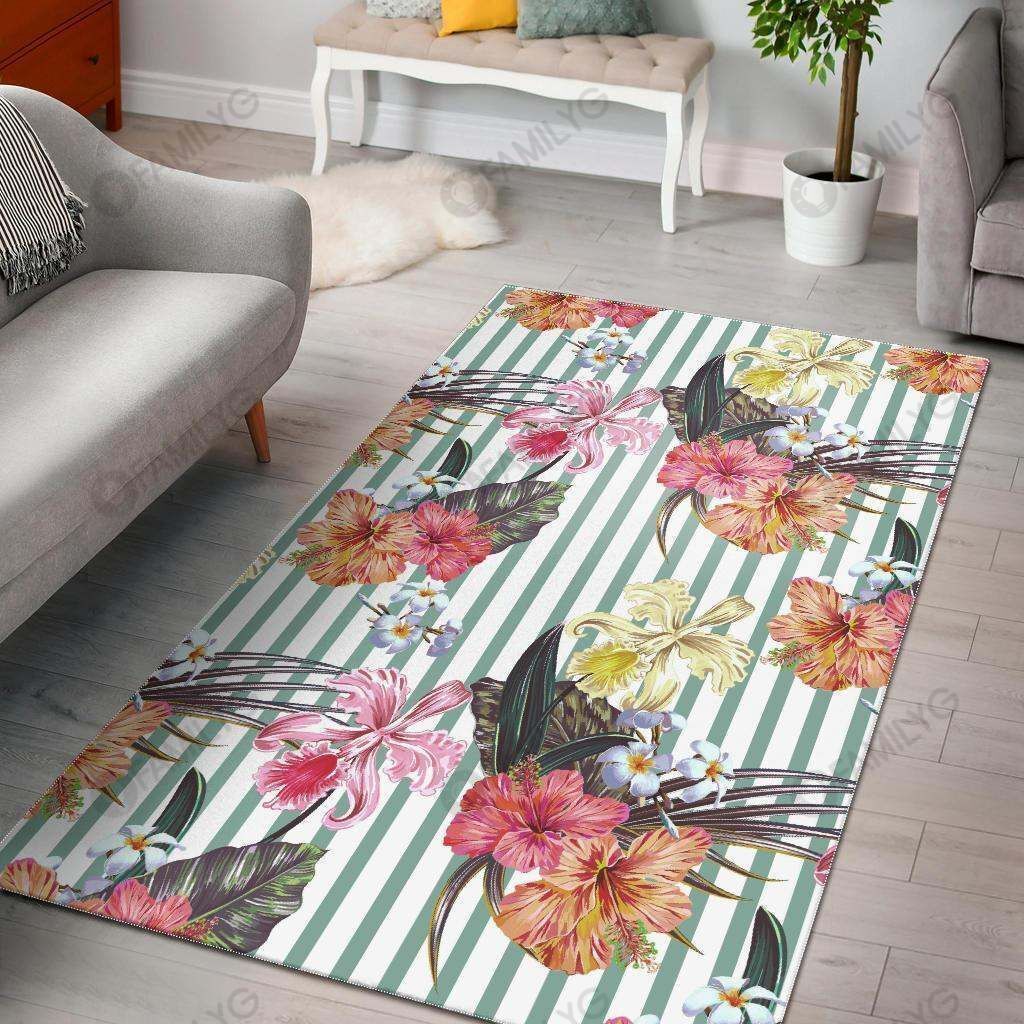 Colorful orchid flower pattern Rug