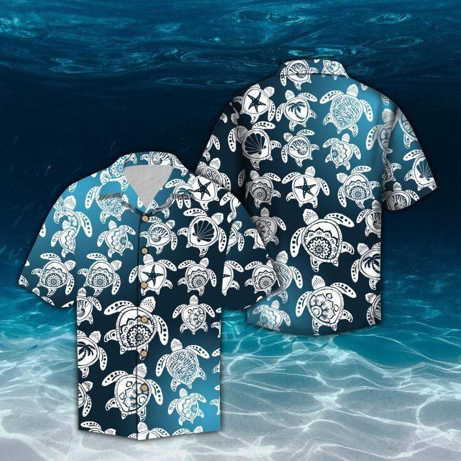 Blue Sea Turtle Honu Hawaii Aloha Shirts Ha88723