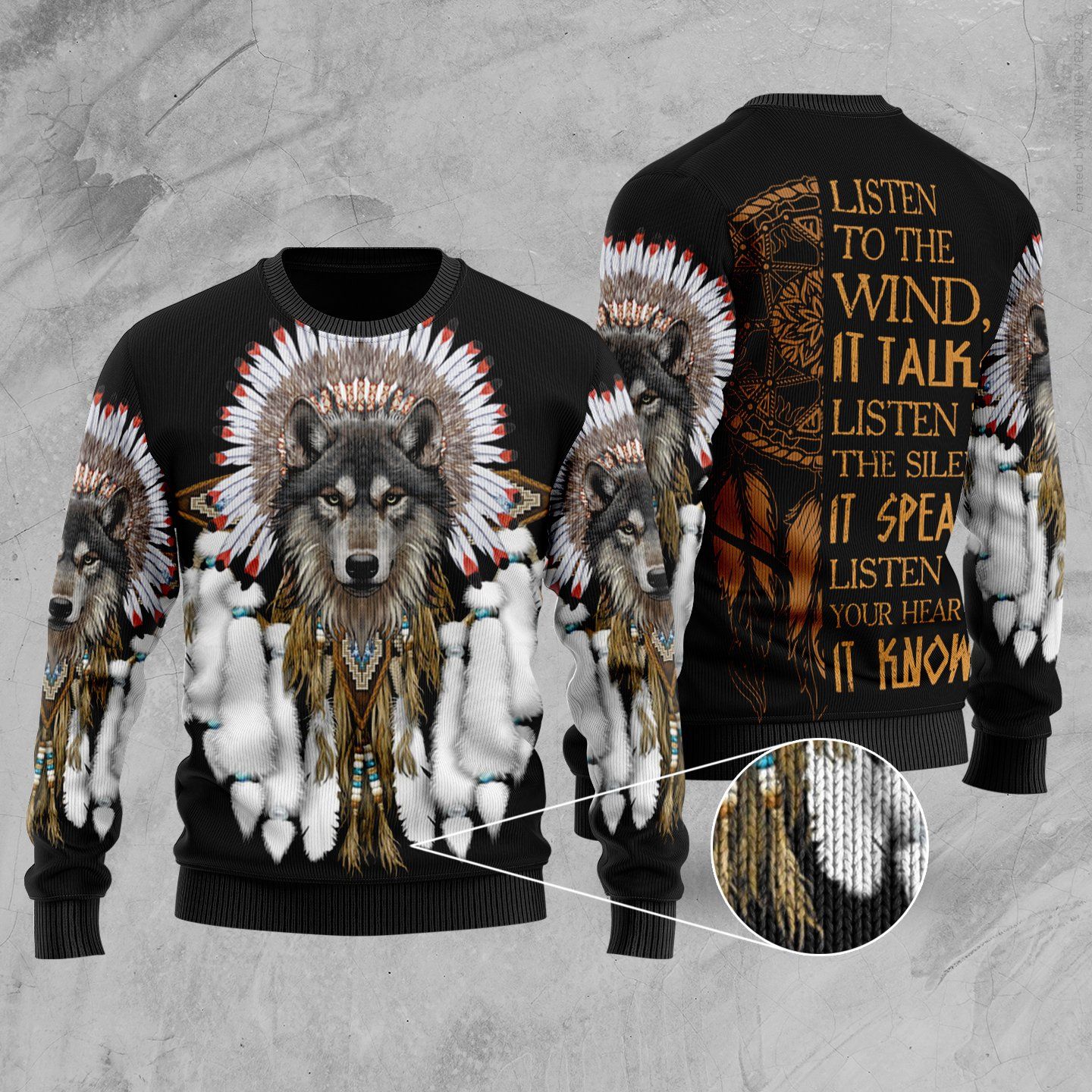 Wolf Listen To The Wind It Talks Ugly Christmas Sweater, All Over Print Sweatshirt