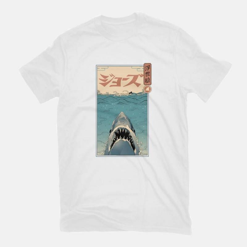 Crushtee basic shark ukiyo e Movies Tshirt Long Slleve Hoodie