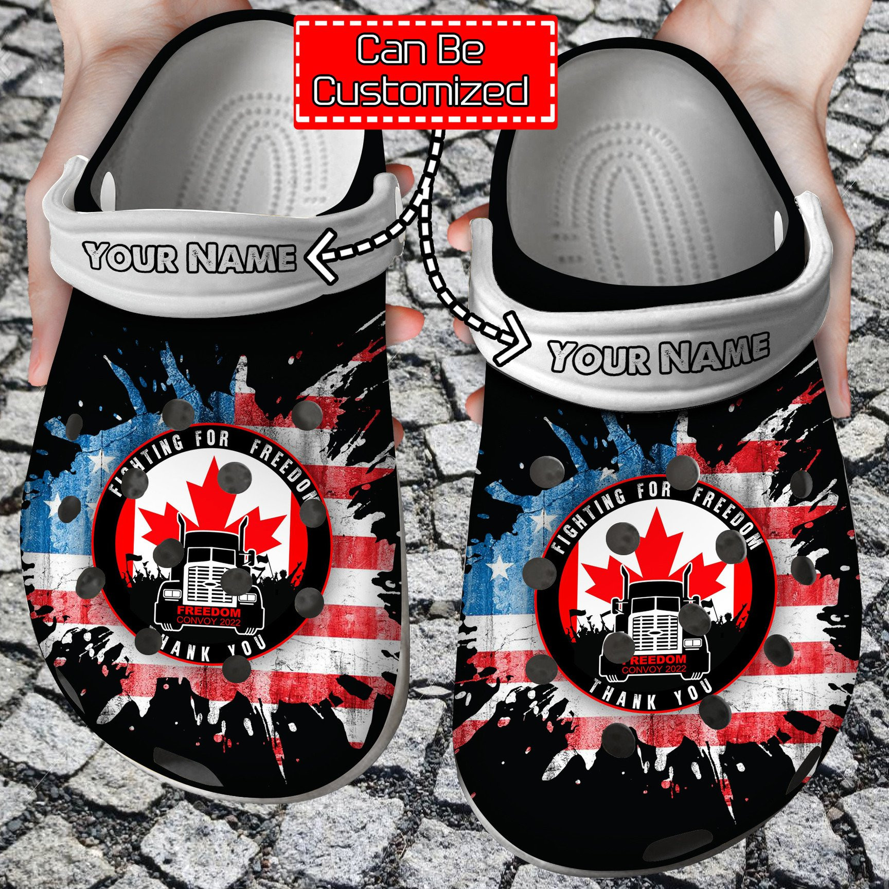 Personalized Fighting For Freedom Convoy 2022 Crocs Clog Shoes Freedom Crocs Shirtwrapz