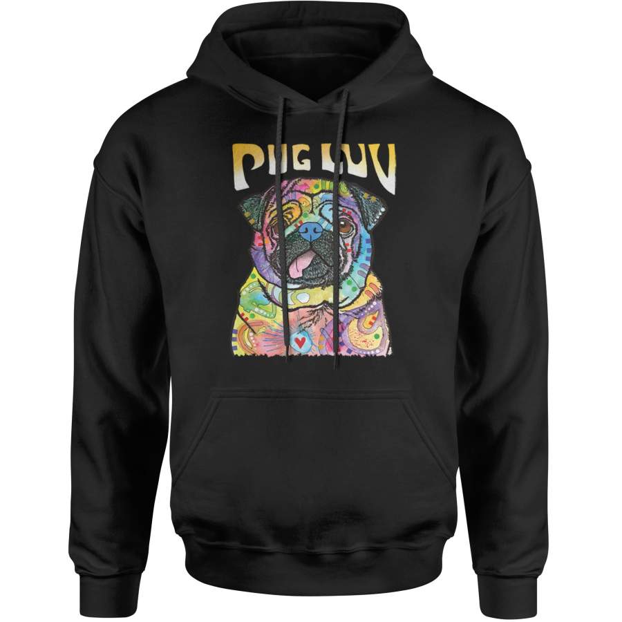 Pug Luv Puppy Love Neon Adult Hoodie Sweatshirt