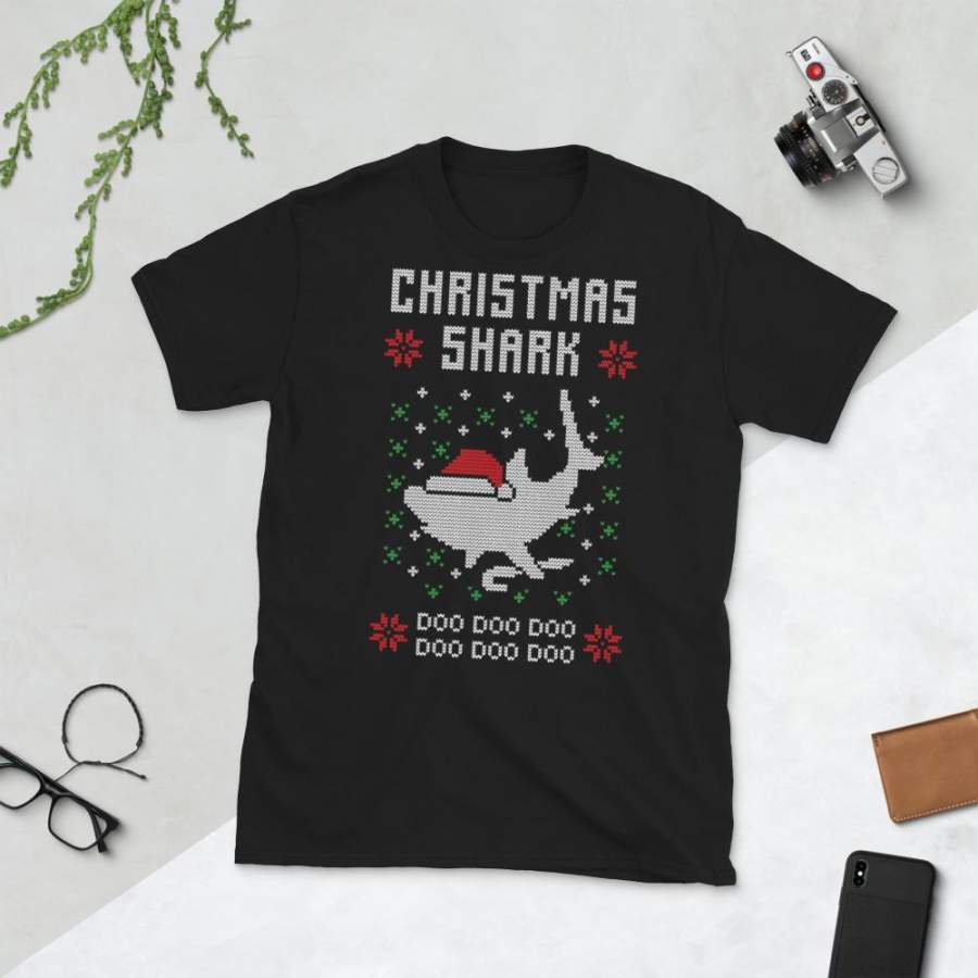 Shark Doo Doo Doo Transparent For Christmas Ugly Sweater Design Short-Sleeve Unisex T-Shirt