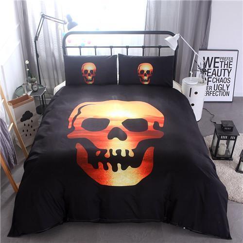 3D Black Skull Print Bedding Sets