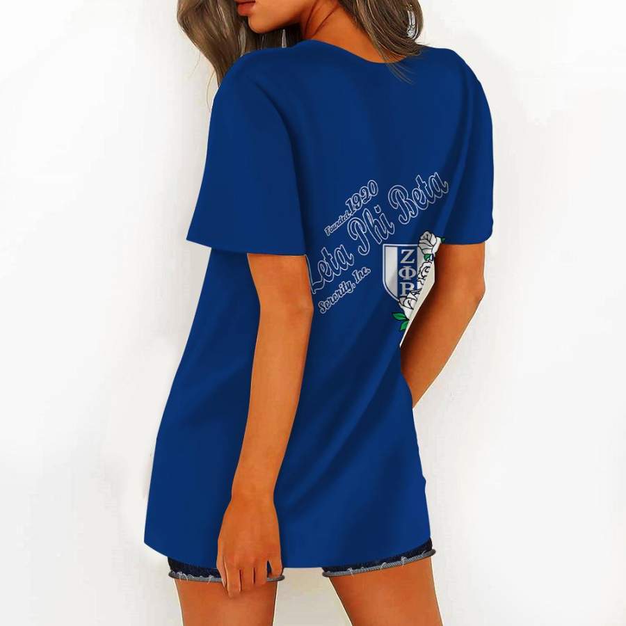 ZETA PHI BETA HOLLOW OUT V-NECK T SHIRT