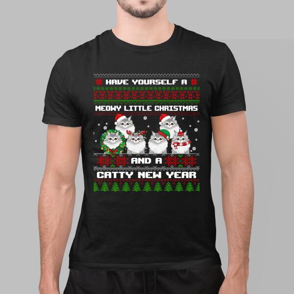 Personalized Shirt, Meowy Little Christmas And Catty New Year, Christmas Gift For Cat Lovers