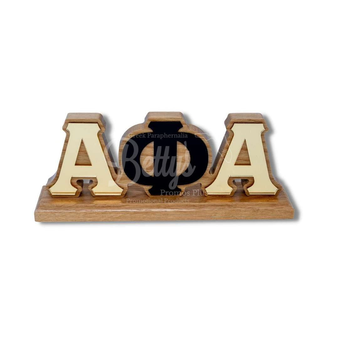 Alpha Phi Alpha Αφα Wooden Desk Ornament With Mirrored Letters