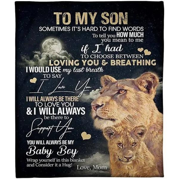 To My Son Loving You And Breathing Fleece Blanket Gift For Son From Mom Home Decor Bedding Couch Sofa Soft And Comfy Cozy