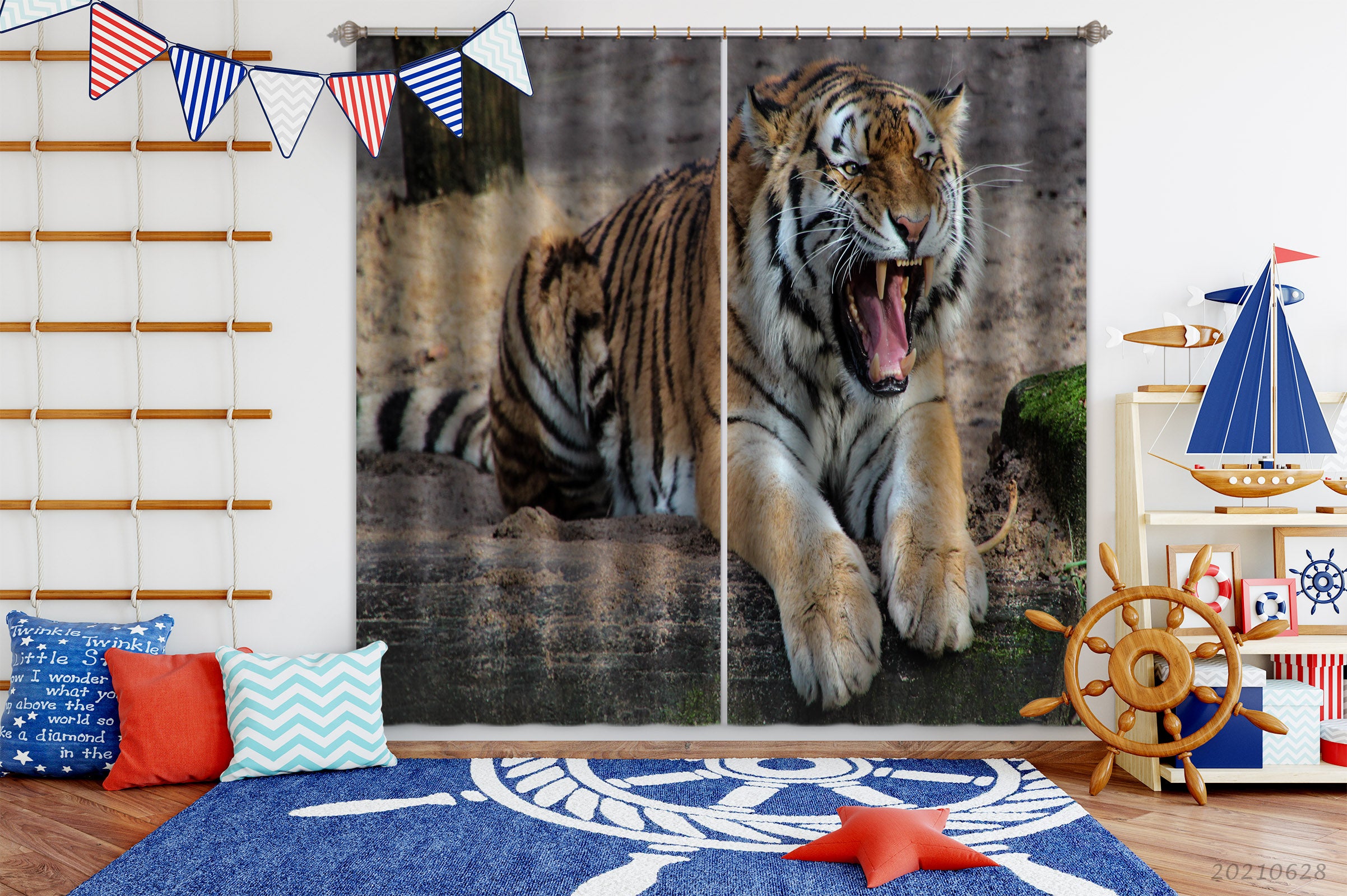 3D Wild Animal Tiger Zoo Curtains And Drapes Lqh 23