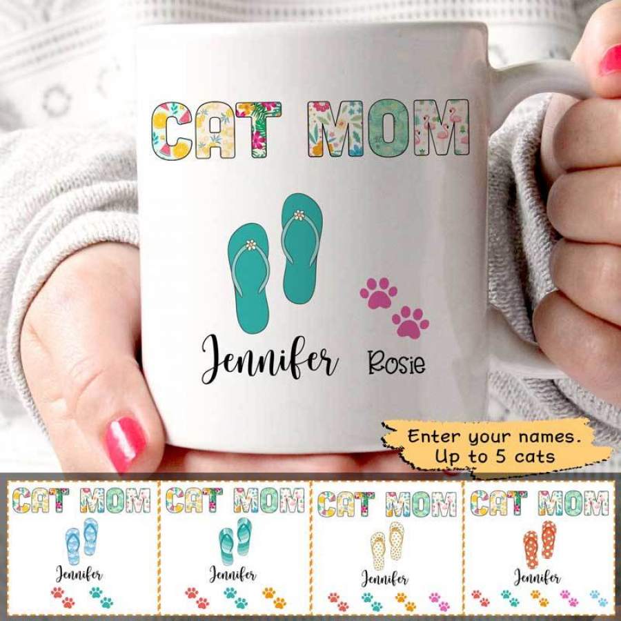 Cat Mom Summer Pattern Personalized Mug