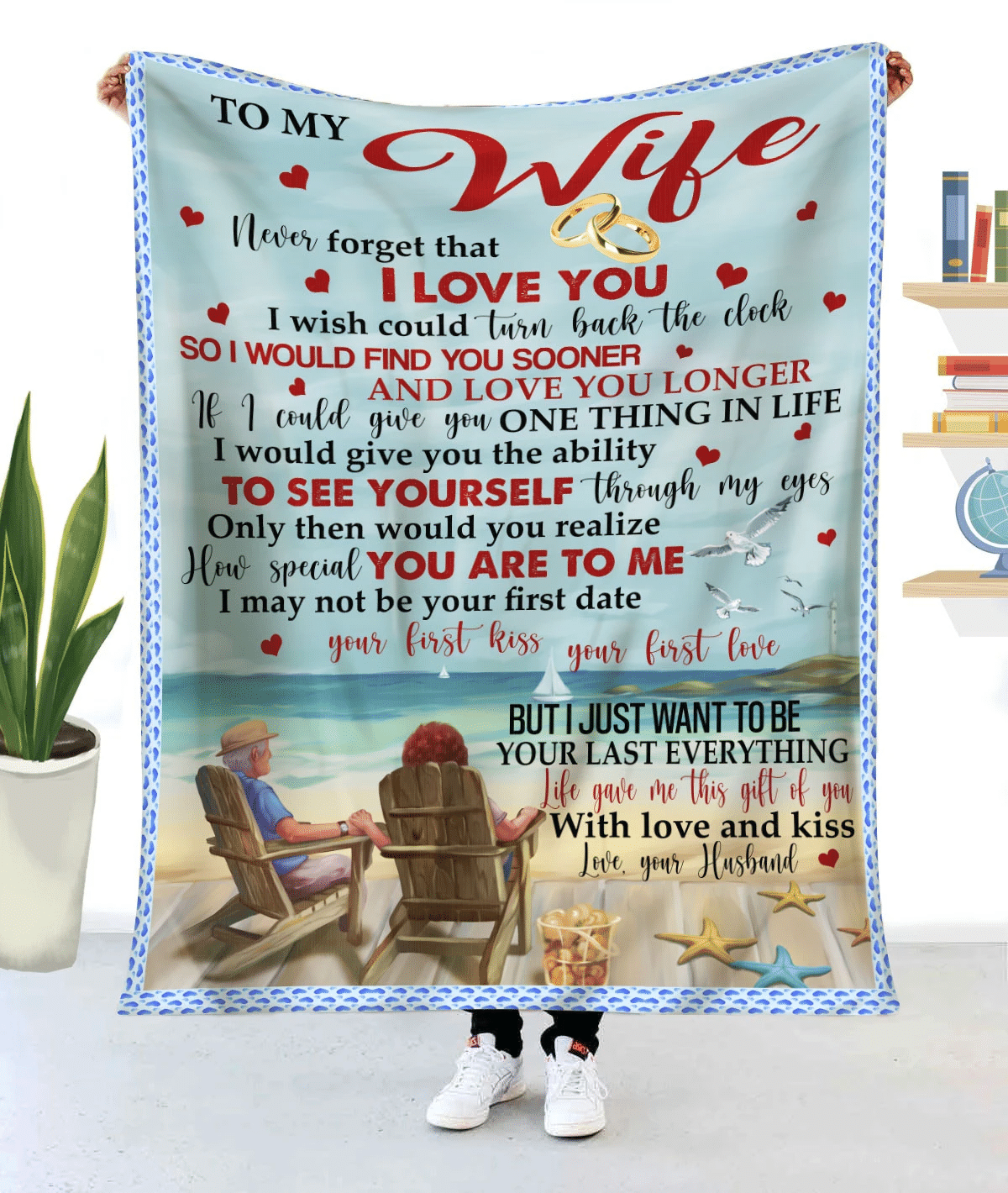 Old Couple Husband To My Wife Sherpa Blanket Never Forget That I Love You, I Wish Could Turn Back The Clock – Valentines Day Gifts – Valentine Gift For Wife – Blanket Valentine For Wife