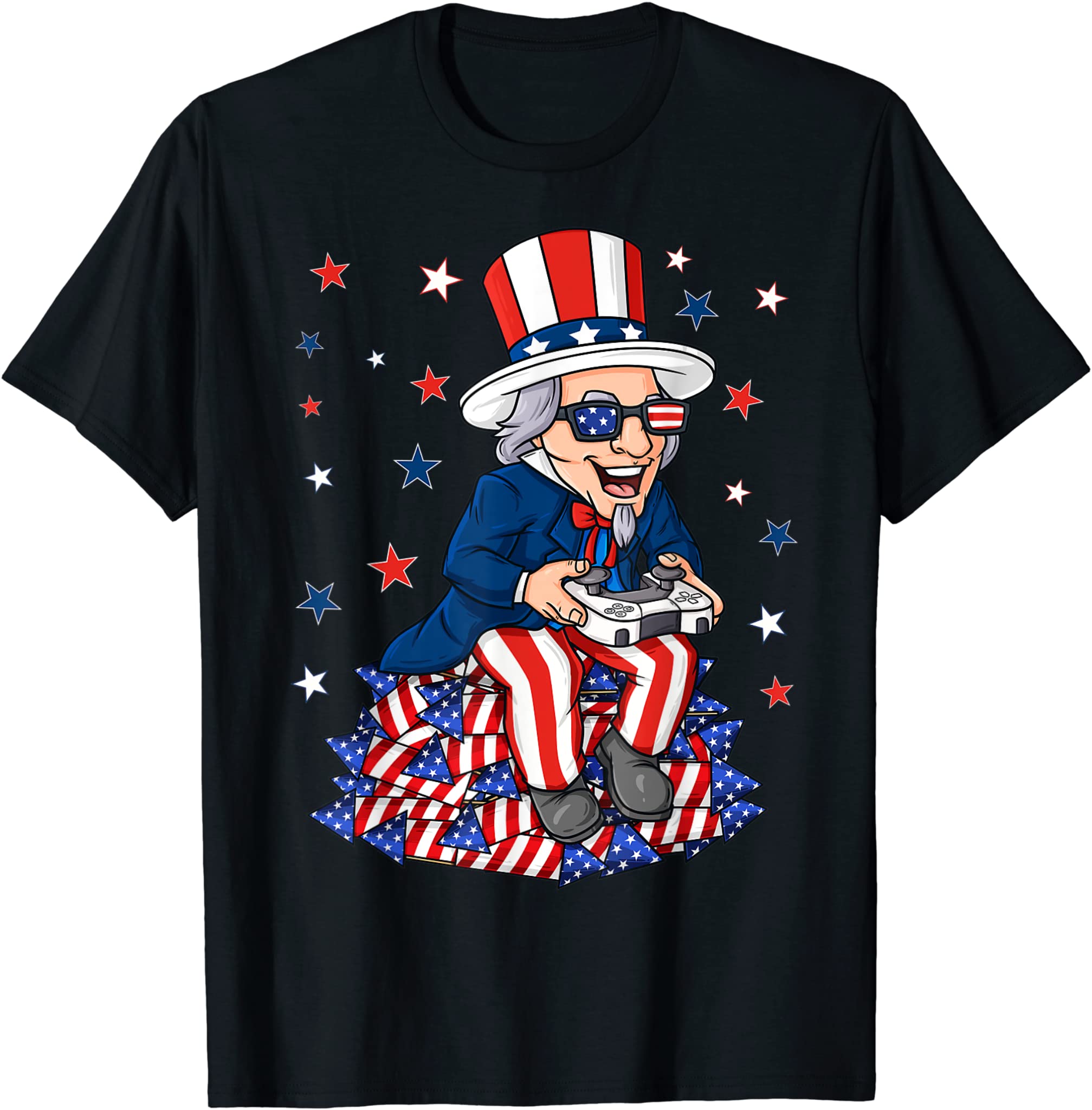 Uncle Sam Game Controller 4th Of July Boys Kids Teens Gamer T-Shirt