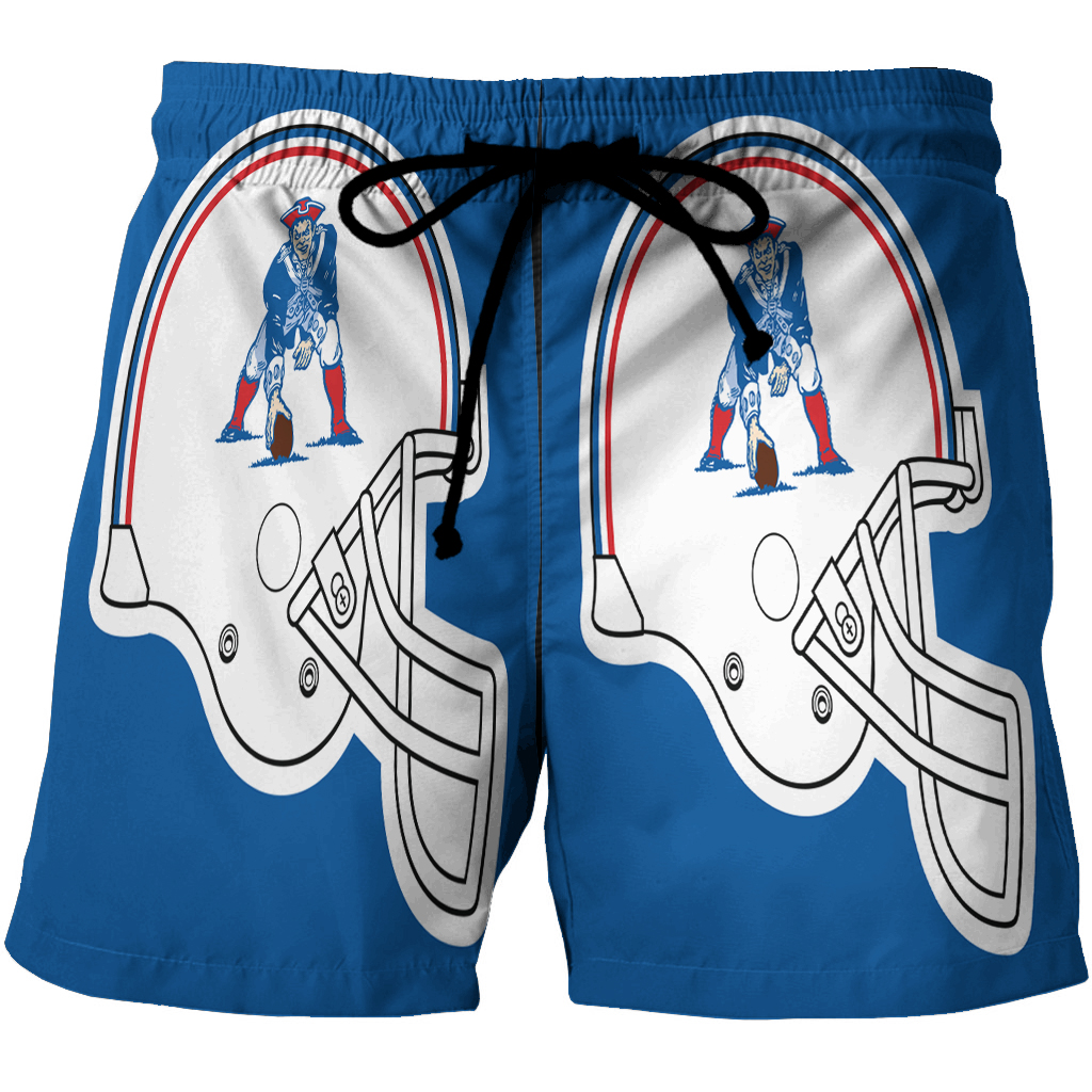 New England Patriots Pat Helmet Blue 3D All Over Print Summer Beach Hawaiian Short