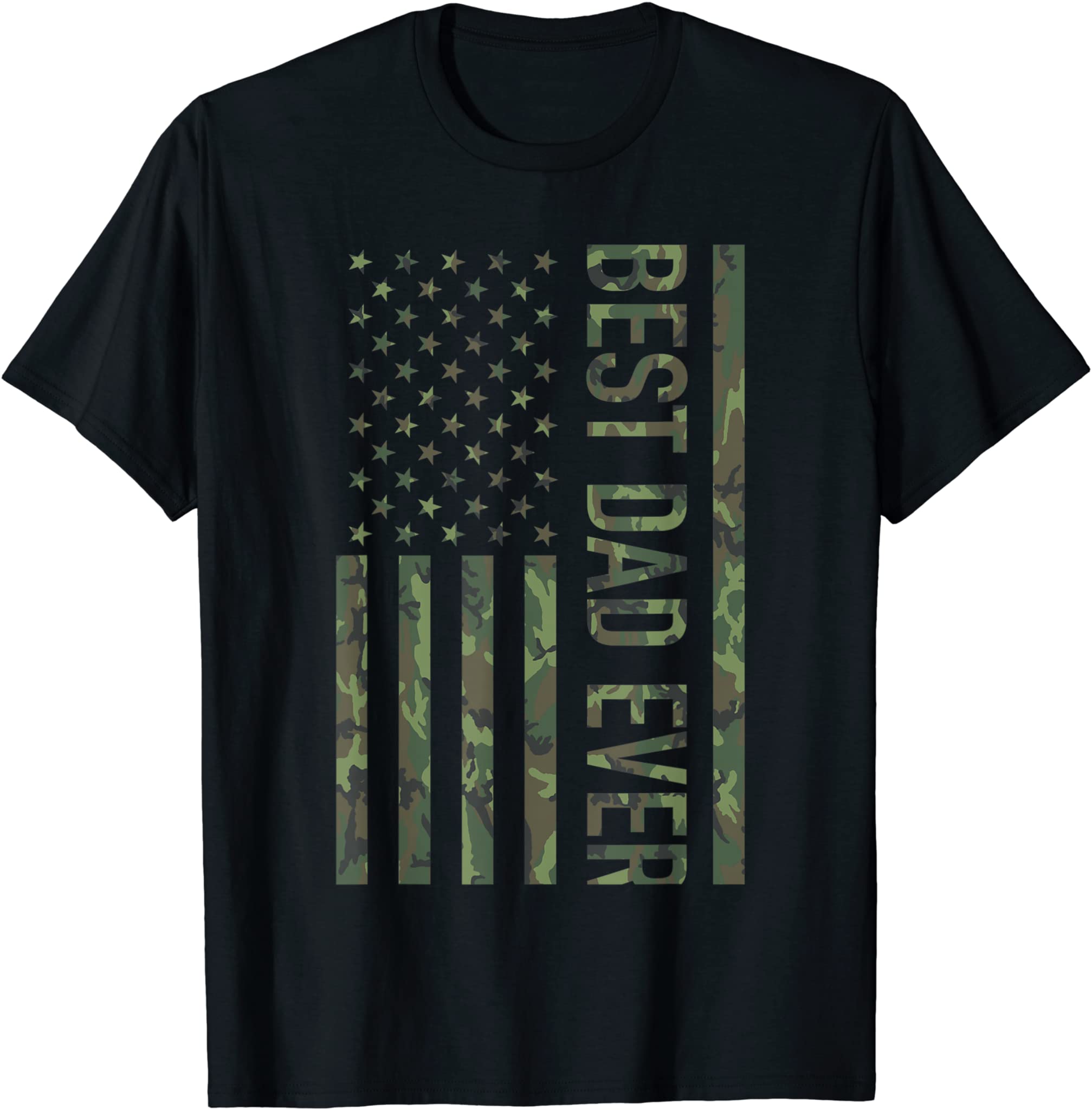 Best dad ever american US camouflage flag gift for father T-Shirt