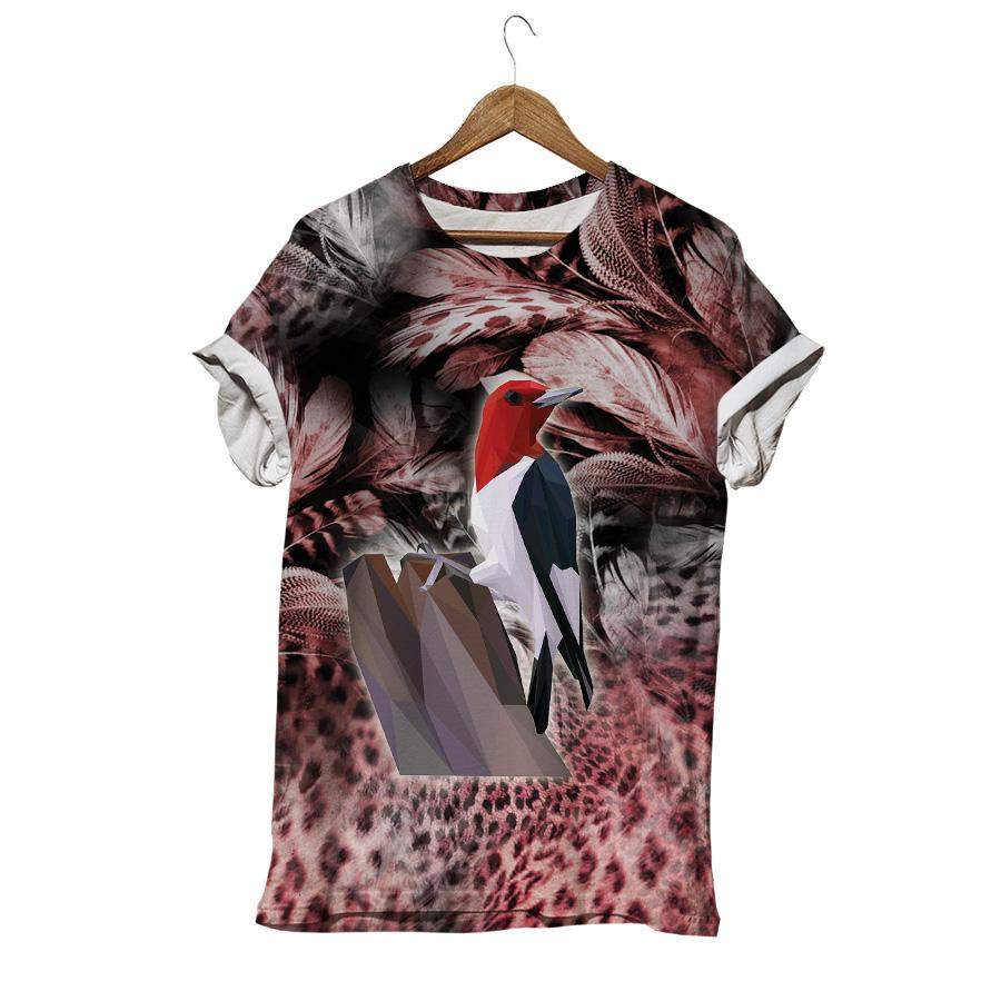 Wildflower Leopard Pattern Bird T-shirts