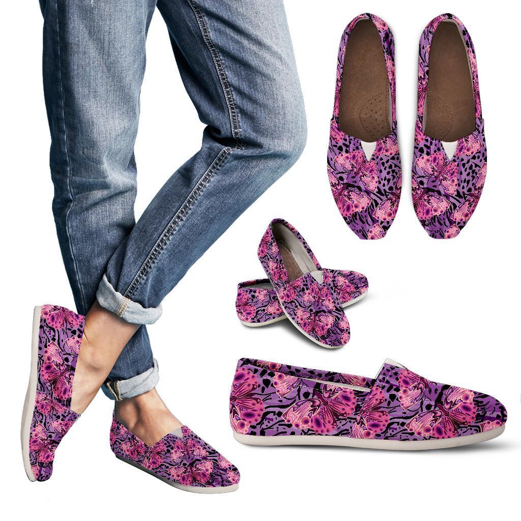 Purple Butterfly Leopard Women Casual Shoes