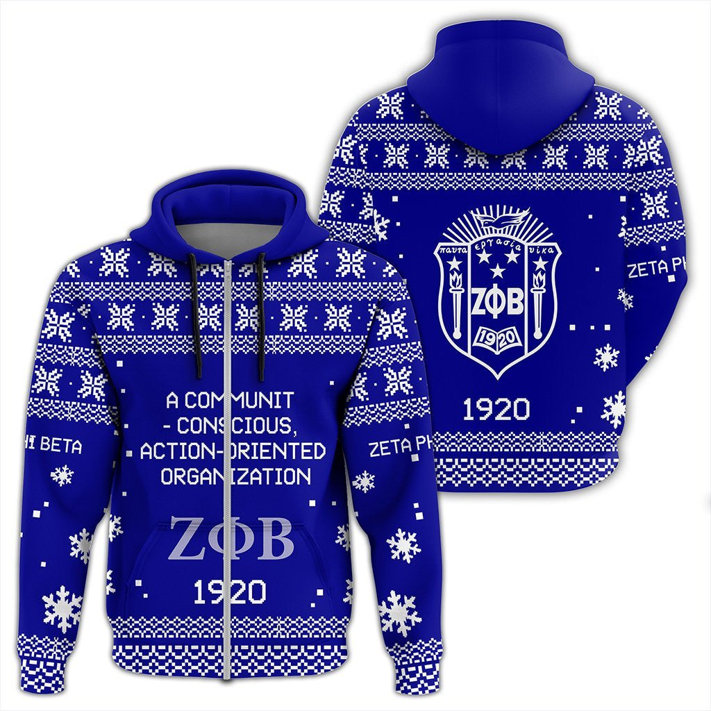 Sorority Hoodie – Zeta Phi Beta Xmas Motto Zip Hoodie