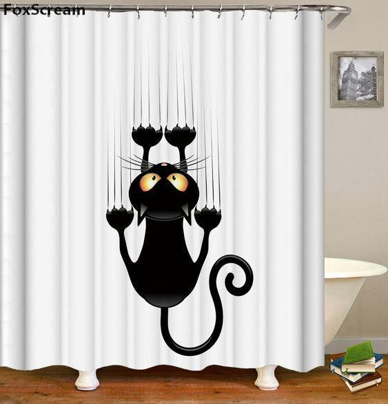 The Cat Scratches Curtain 3D Printed Shower Curtain Home Decor Gift