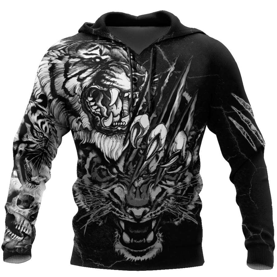 3D White Tiger Tattoo Over Printed Shirt for Men and Women TP