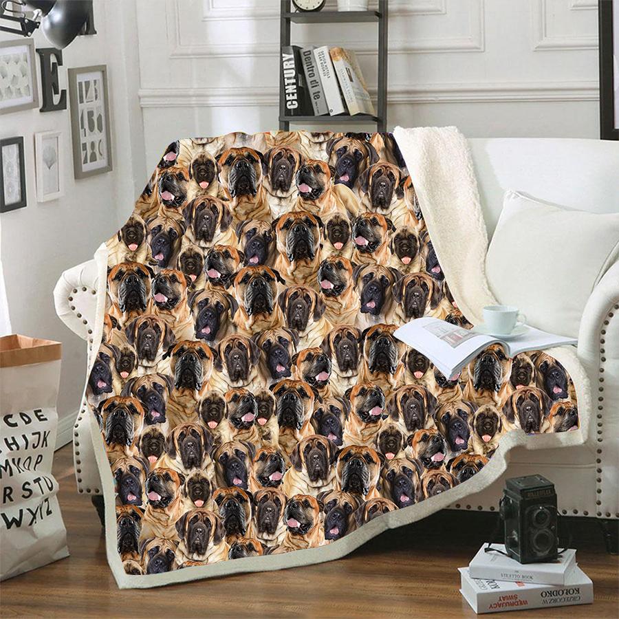 English Mastiff A Bunch Of Dogs Blanket Design Dog Printed Blanket