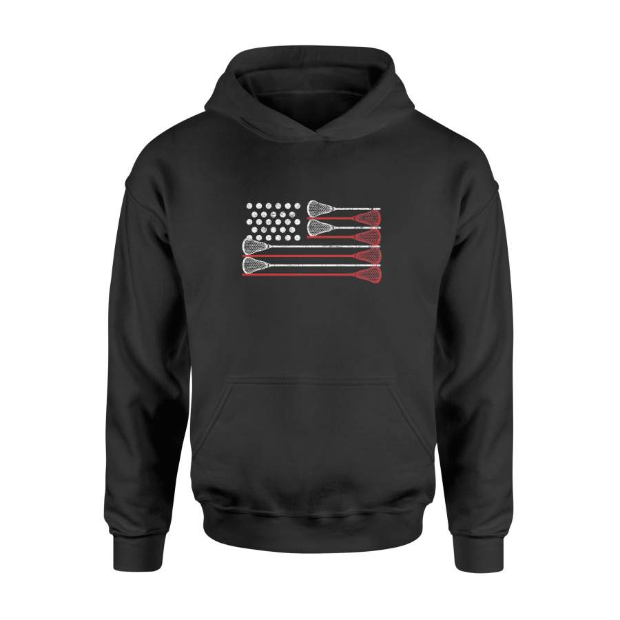 4th of July American Flag Lacrosse T-shirt – Standard Hoodie