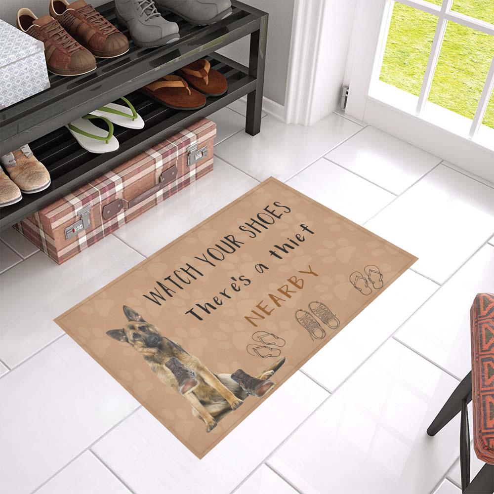 German Shepherd Watch Your Shoes Doormat