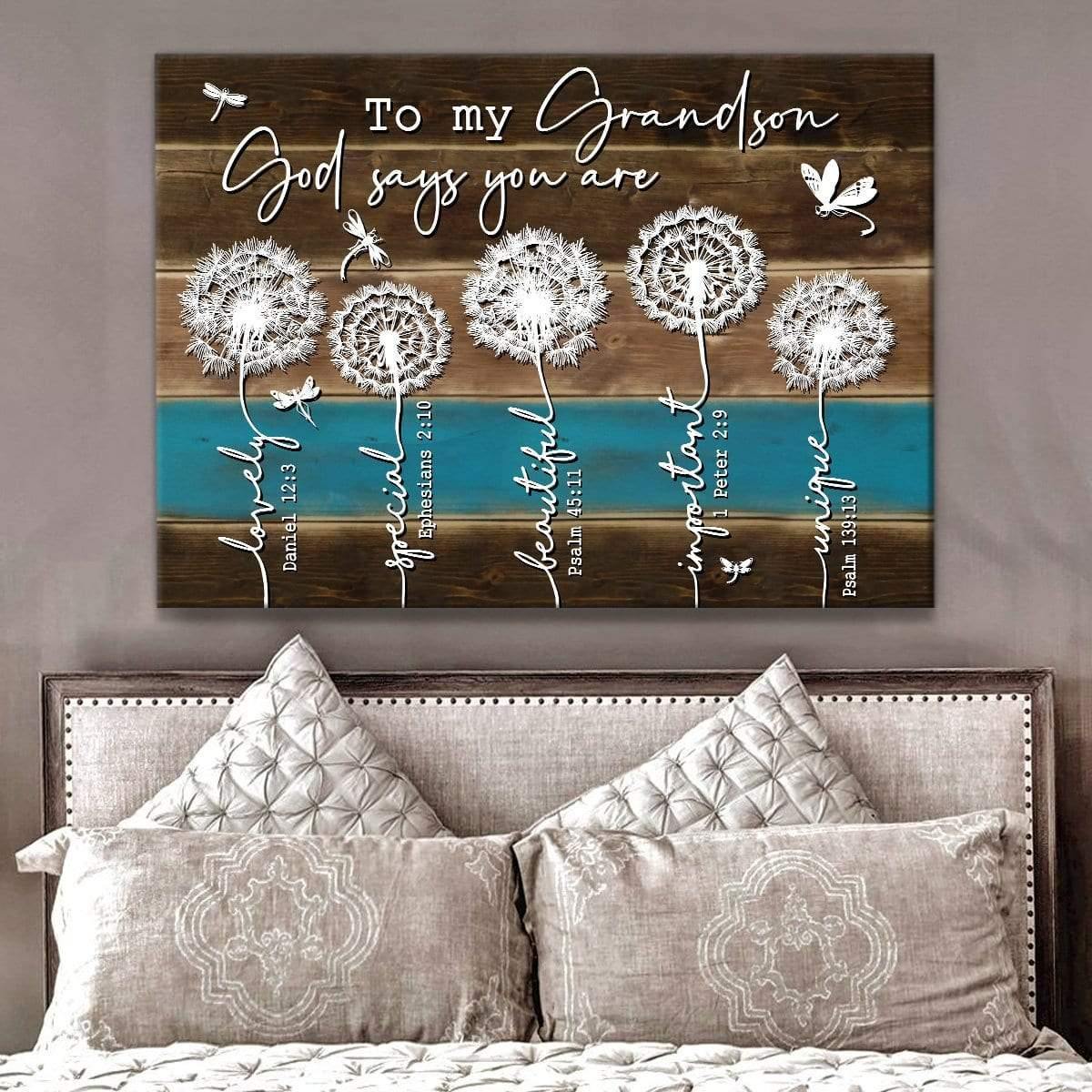 To My Grandson Dandelion Premium Wall Art Canvas – God Say You Are