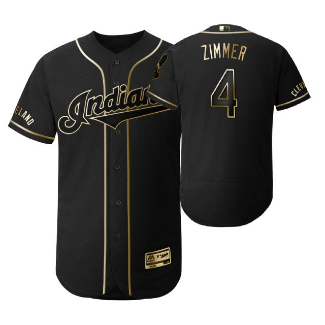 Cleveland Baseball #4 Bradley Zimmer MLB 2019 Golden Brandedition Black Jersey Gift For Cleveland Baseball Fans