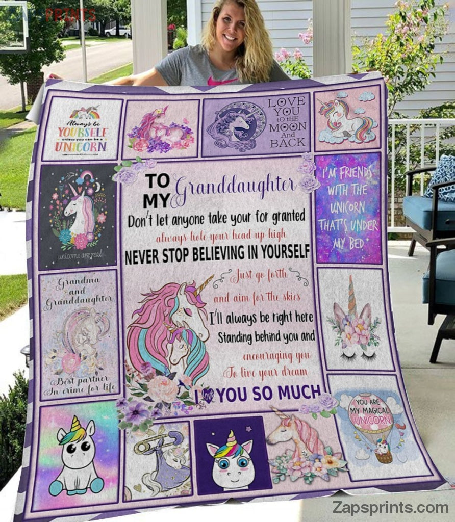 Gift For Granddaughter – To My Granddaughter – Unicorn – Love You So Much – Blanket