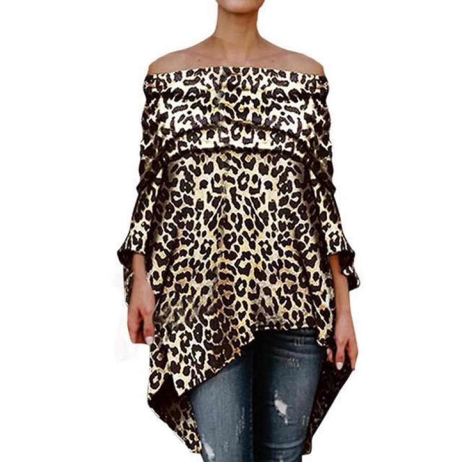 Off Shoulder Leopard Shirt