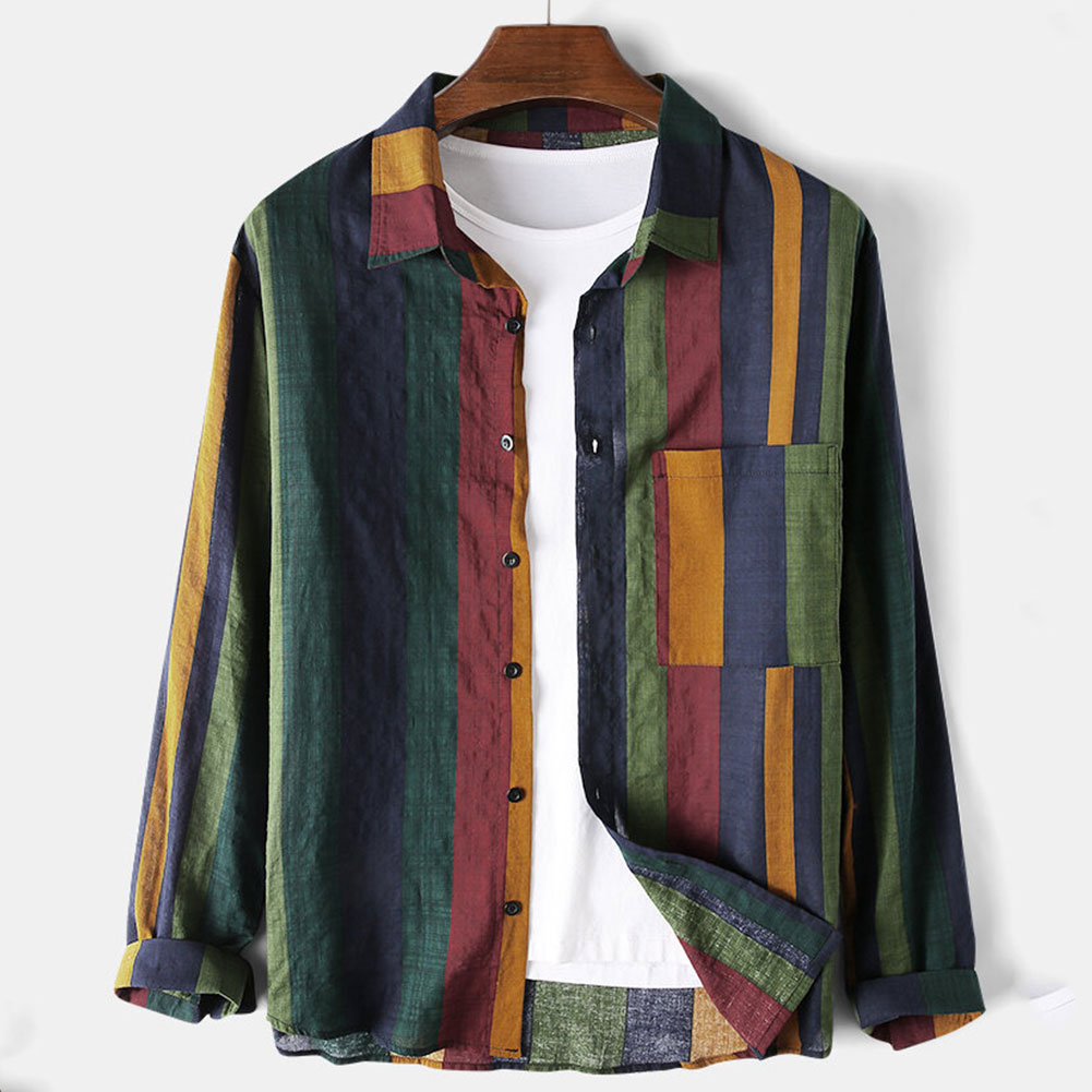 Vintage Striped Shirt Men Long Sleeve Blouse Summer Cotton Men'S Shirts Breathable Hip Hop Streetwear Casual Men Shirts Top 2022 Alx Men/Women Shirtspotlight