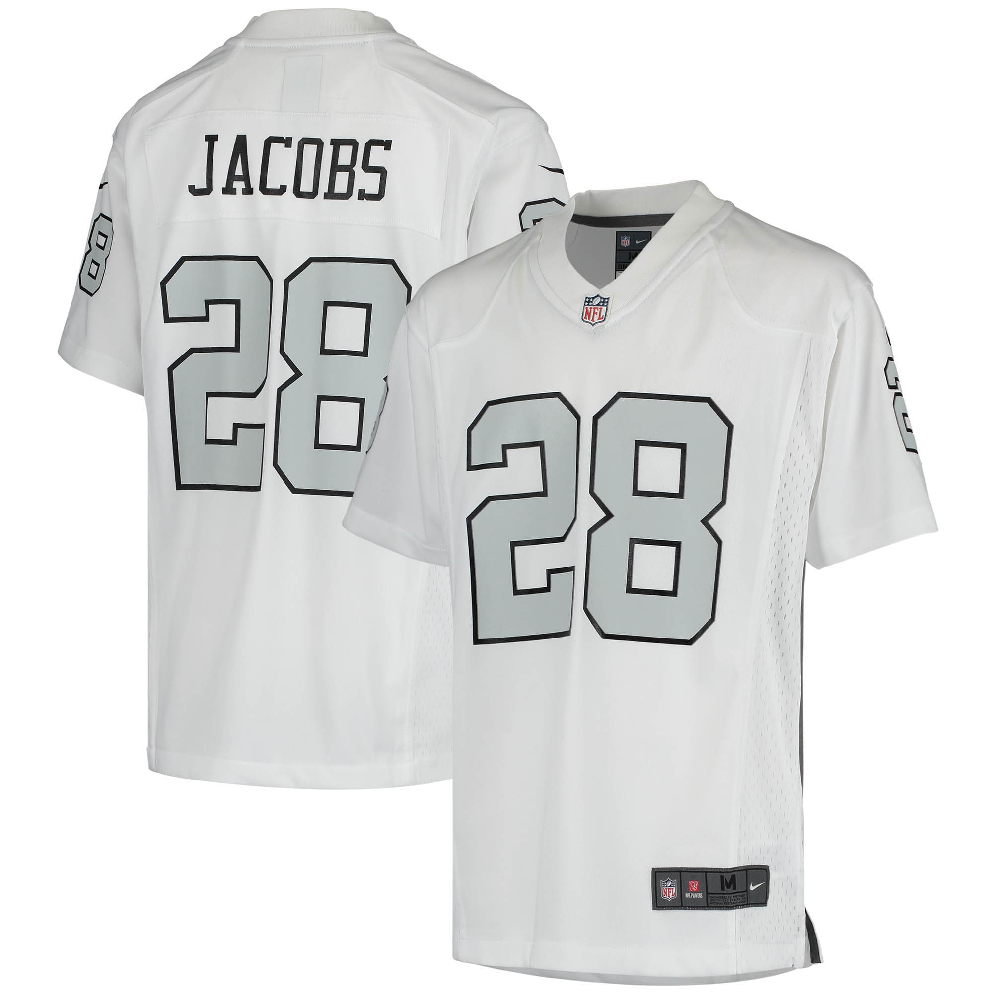 Youth Las Vegas Raiders Josh Jacobs White Color Rush Game Jersey