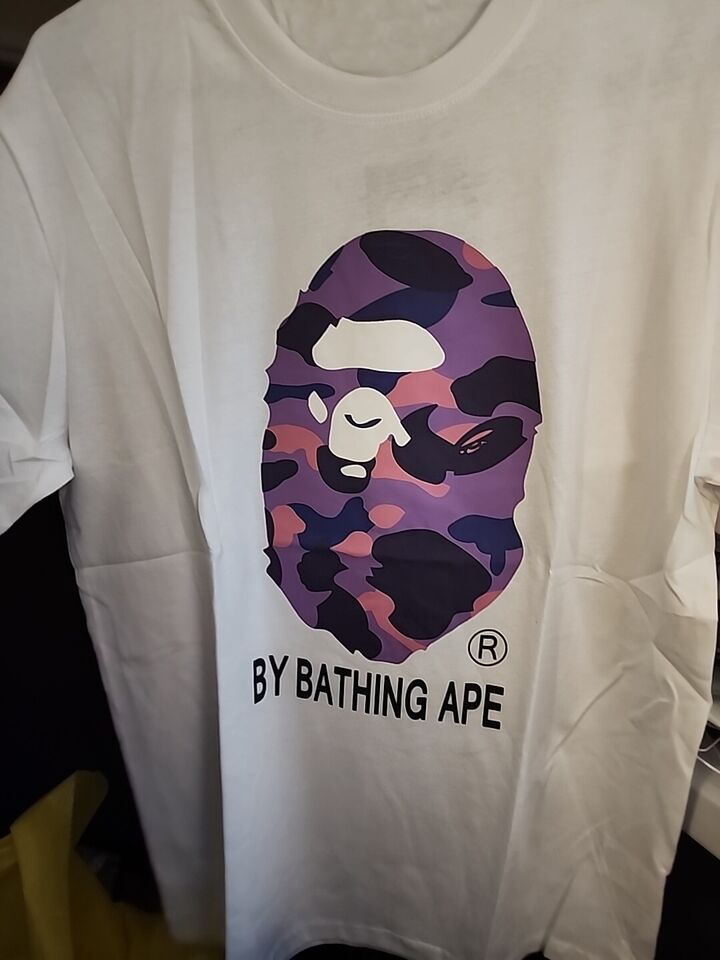 A BATHING APE BAPE  Purple Camo Big Head Ape  Tee Shirt Outfits