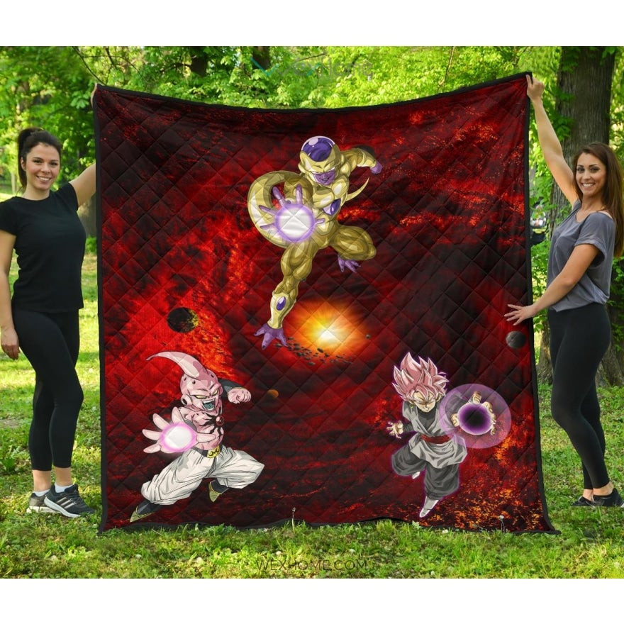 Dragon Ball Anime Db Evil Universe Villains Black Goku Frieza Buu Premium Quilt Blanket