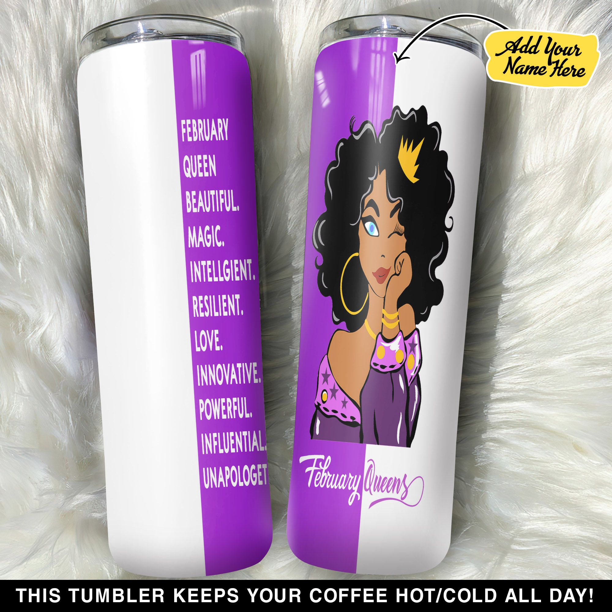 Personalized February Black Girl GS0101213OD Skinny Tumbler