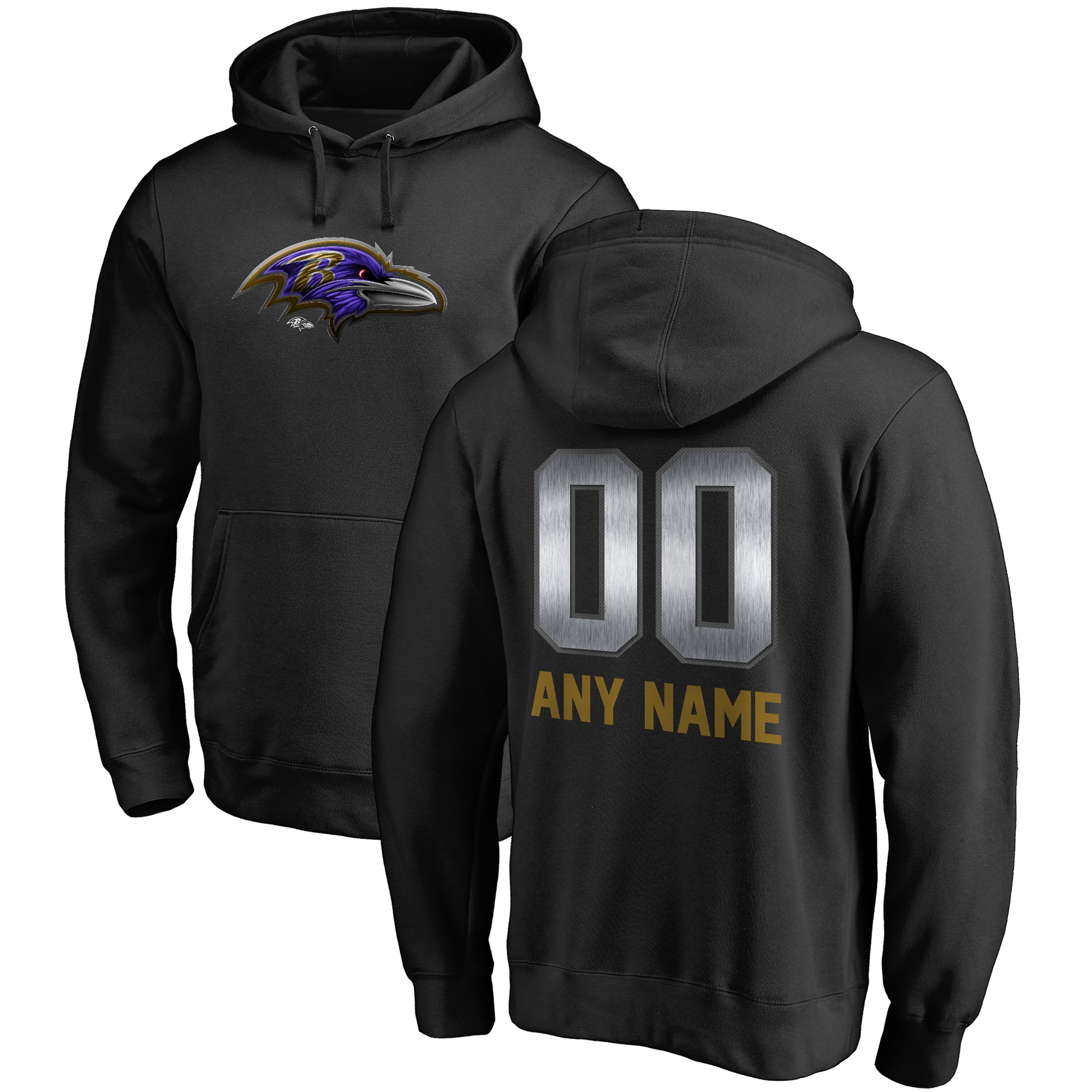 Baltimore Ravens NFL Pro Line By Branded Personalized Midnight Mascot Pullover Hoodie – Black