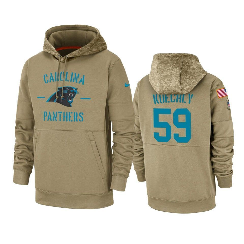 Carolina Panthers Luke Kuechly 2019 Salute To Service Tan Sideline Therma Hoodie