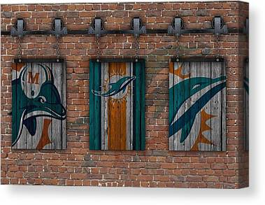 Miami Dolphins Brick Wall Joe Hamilton Canvas Print